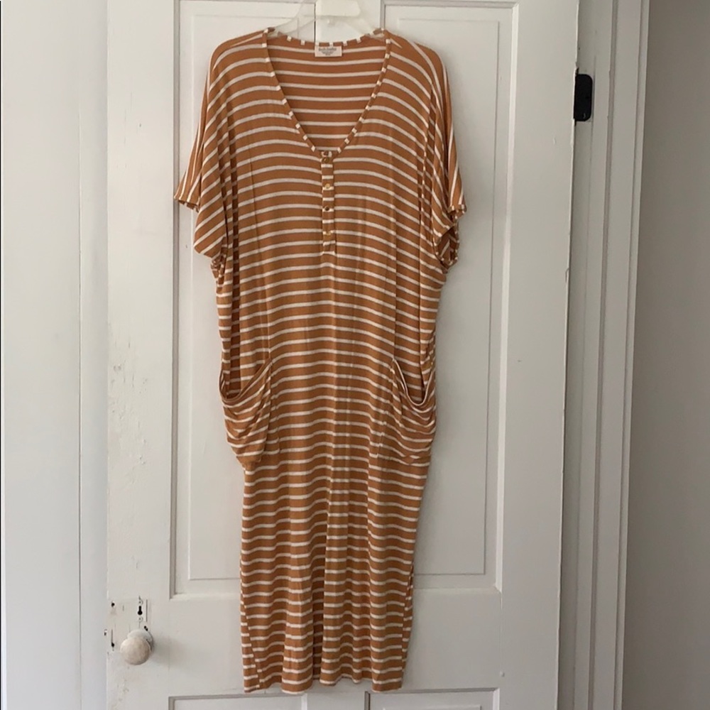 Dwell+Slumber mustard stripe cocoon dress